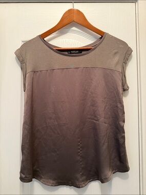 Mango Two-Tone Taupe Cap Sleeve Top